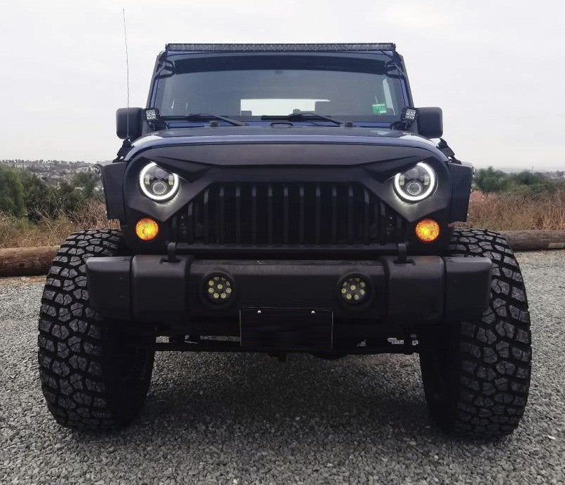 HALO Projector Black LED Headlights for Wrangler 1996-2018 Lighting