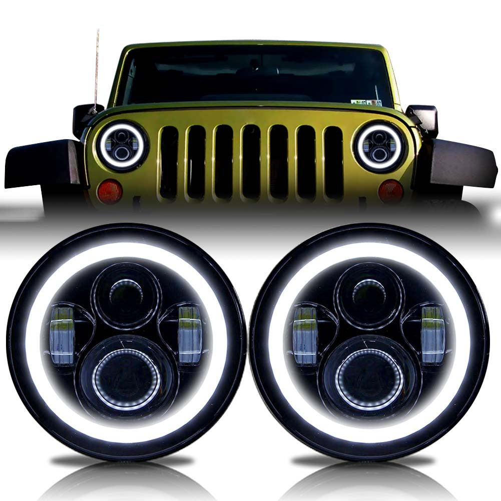 HALO Projector Black LED Headlights for Wrangler 1996-2018 Lighting