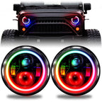 7 Inch HALO Chasing RGB Color Projector LED Headlights & Fog Lights Kit for Wrangler JK 2007 - 2017 - GENSSI Lighting