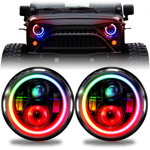 HALO RGB CHASE Projector LED Headlights for Wrangler 1996-2018 Default Title Lighting