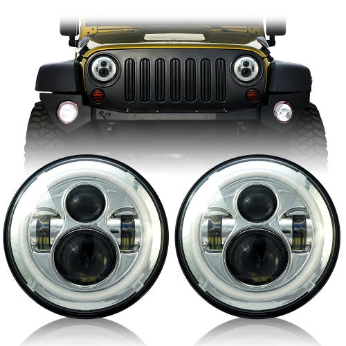HALO Projector Chrome LED Headlights for Wrangler 1996-2018 Default Title Lighting