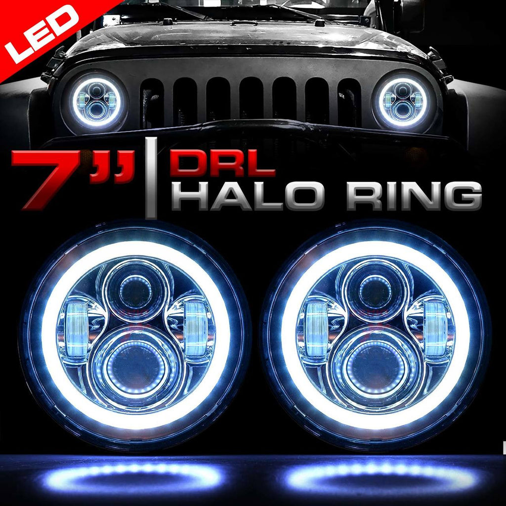 HALO Projector Chrome LED Headlights for Wrangler 1996-2018 Lighting