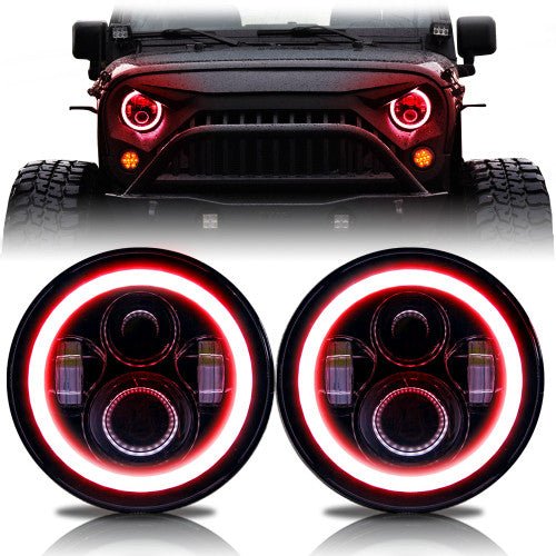 HALO RGB Color Projector LED Headlights for Wrangler 1996 - 2018 - GENSSI Lighting