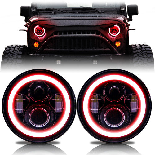 HALO RGB Color Projector LED Headlights for Wrangler 1996-2018 Default Title Lighting