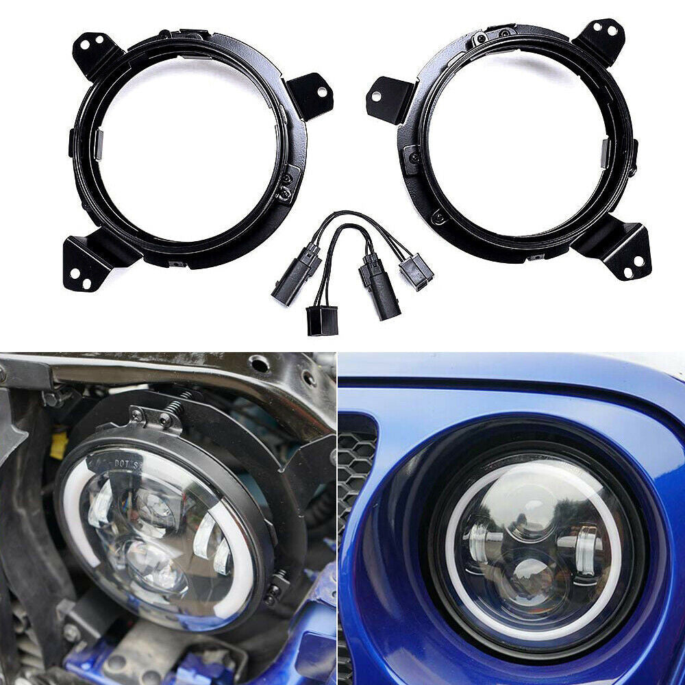 7 Inch Round LED Headlight Ring Mounting Brackets For Jeep Wrangler JL 2018-2019 Lighting