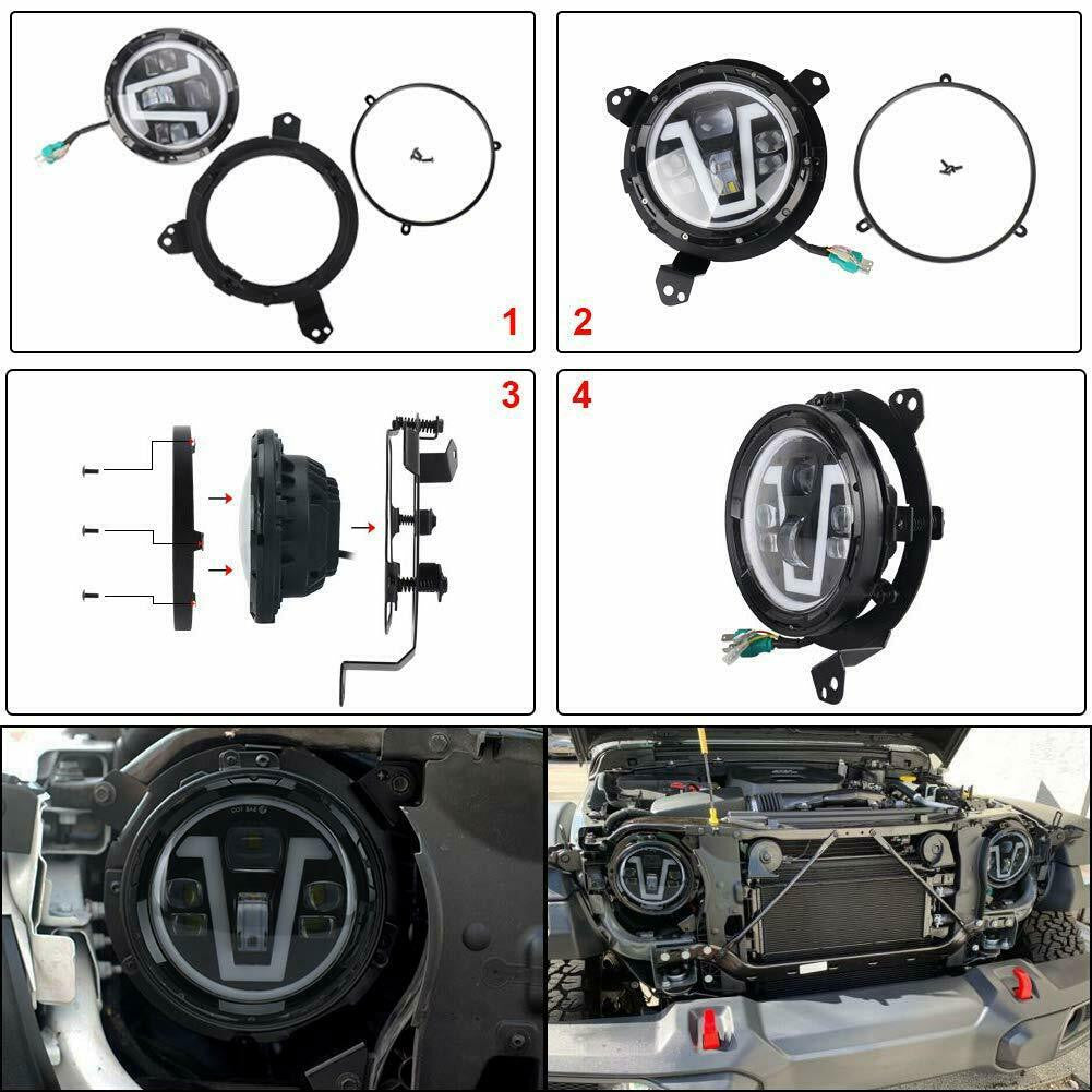 7 Inch Round LED Headlight Ring Mounting Brackets For Jeep Wrangler JL 2018-2019 Lighting