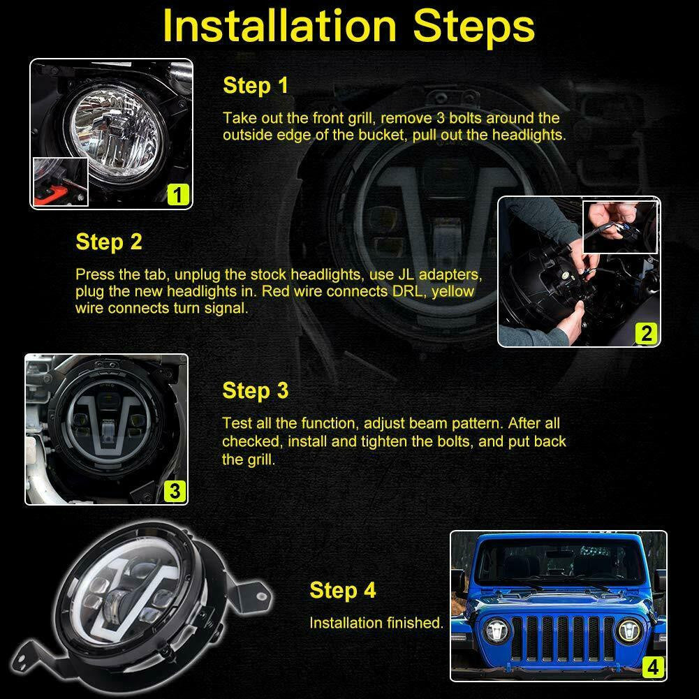 7 Inch Round LED Headlight Ring Mounting Brackets For Jeep Wrangler JL 2018-2019 Lighting