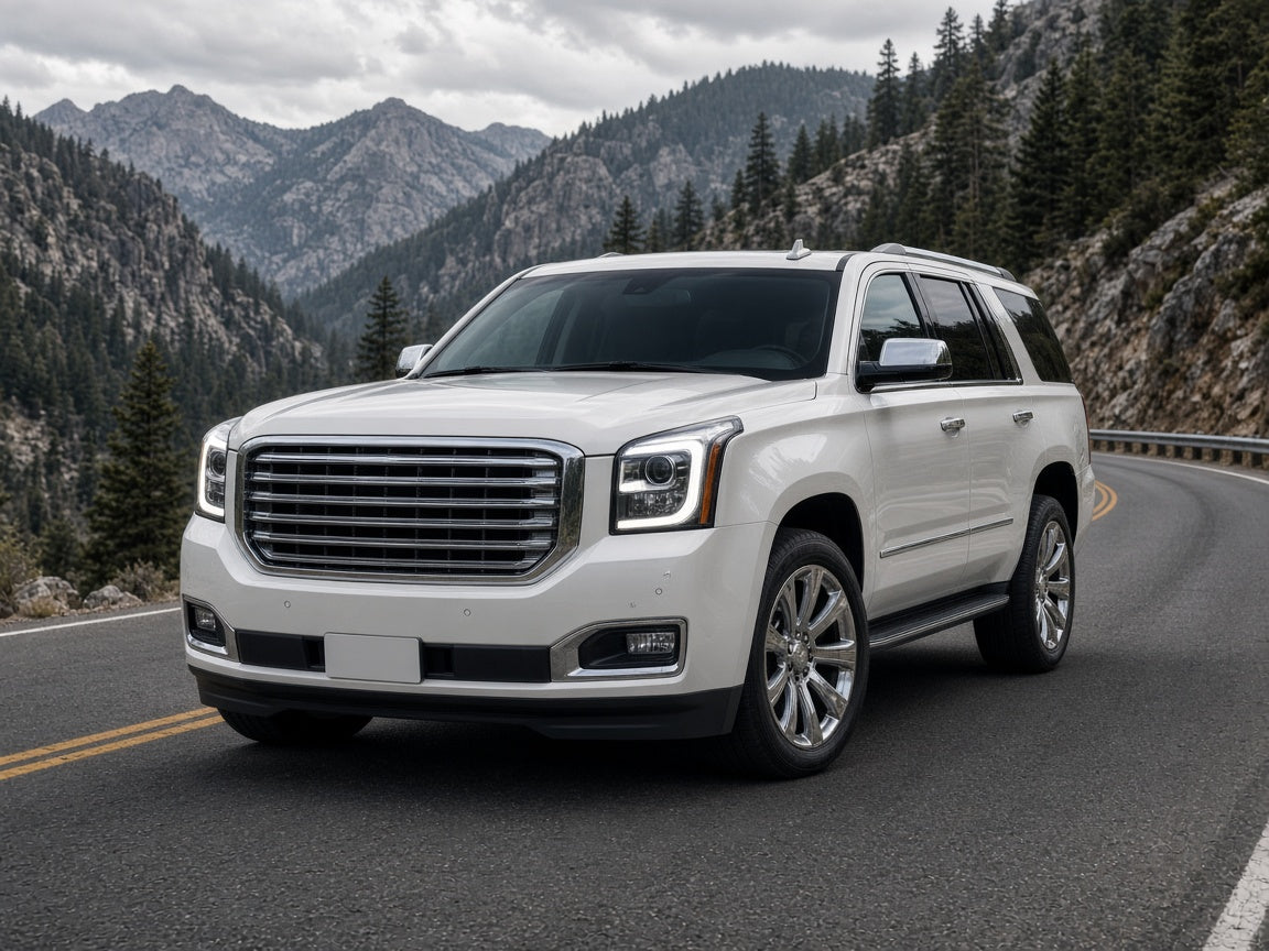 2015-2020 GMC Yukon with chrome HID projector headlights installed