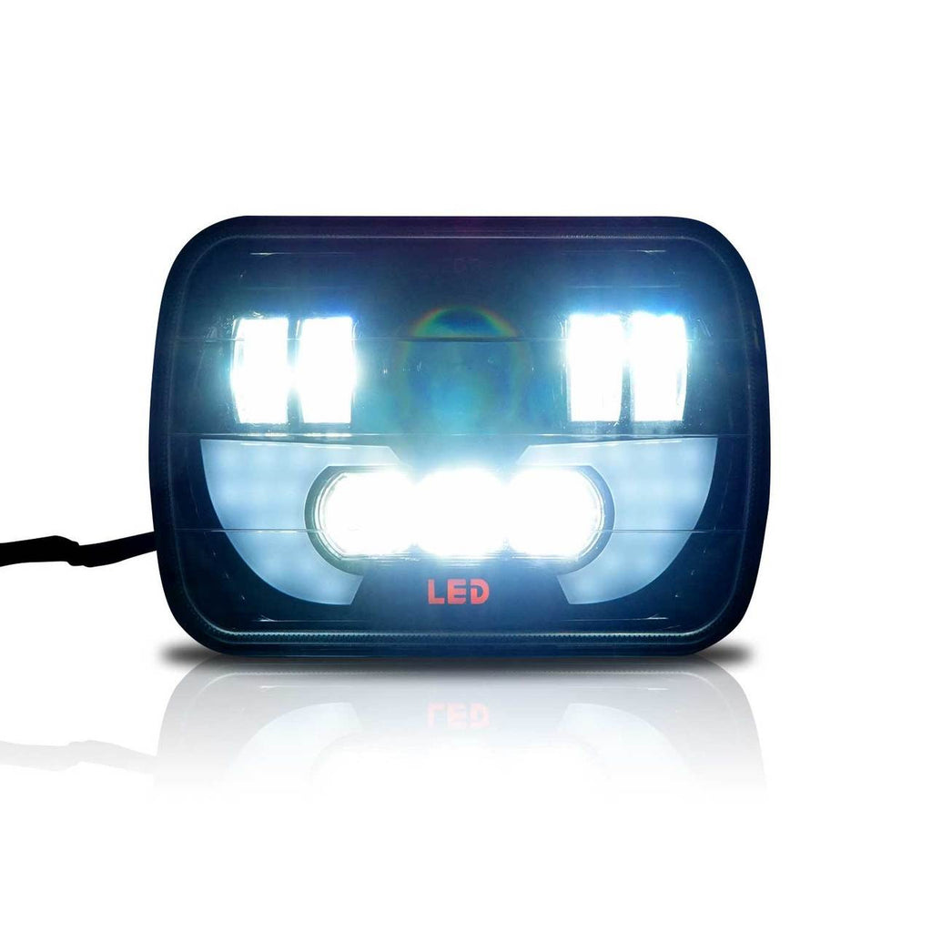 DEMON LED Black Projector Headlights w/DRL for XJ and YJ Lighting