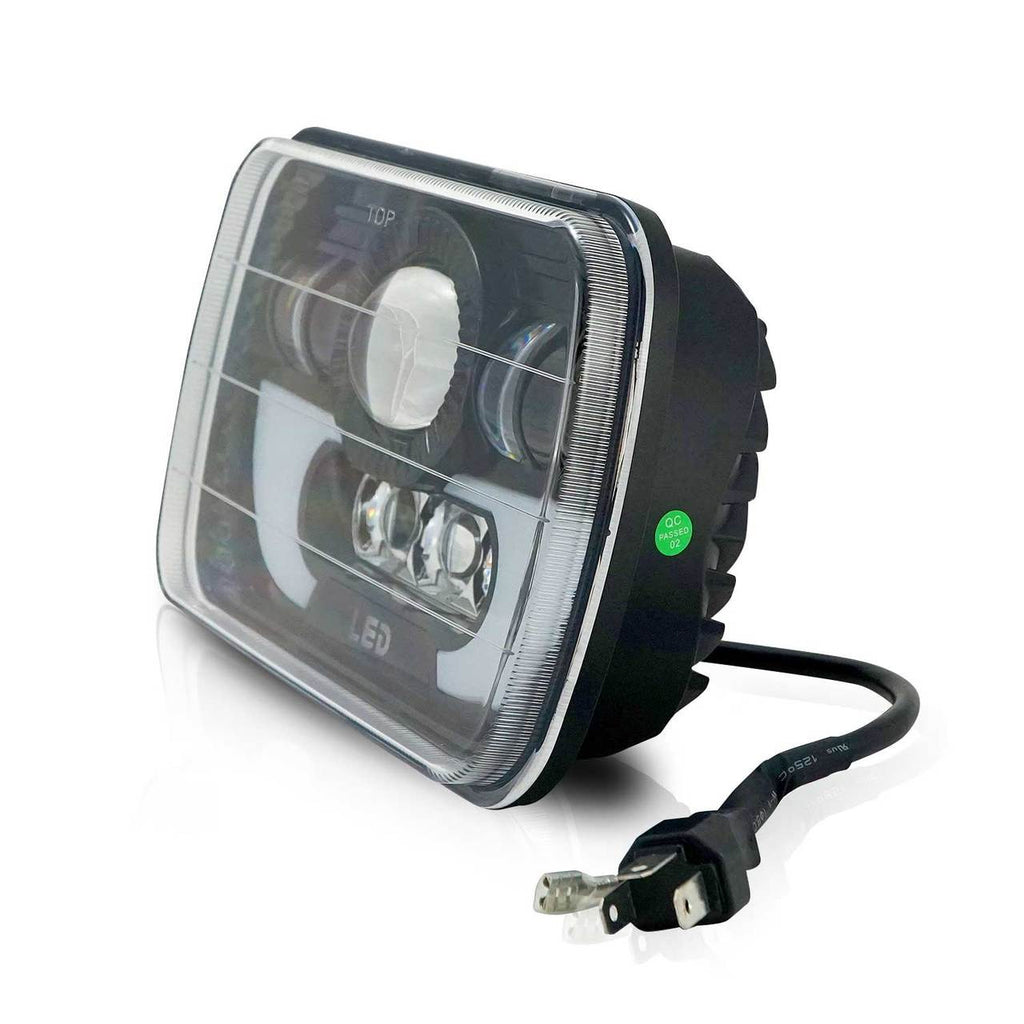 DEMON LED Black Projector Headlights w/DRL for XJ and YJ Lighting