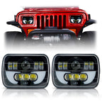 DEMON LED Black Projector Headlights w/DRL for XJ and YJ - GENSSI Lighting