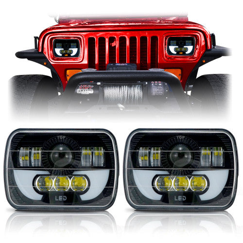 DEMON LED Black Projector Headlights w/DRL for XJ and YJ Default Title Lighting