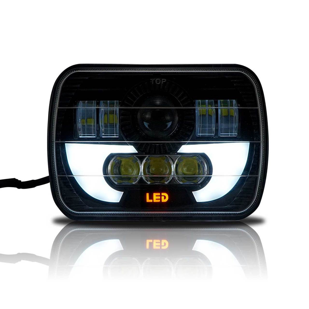 DEMON LED Black Projector Headlights w/DRL for XJ and YJ Lighting