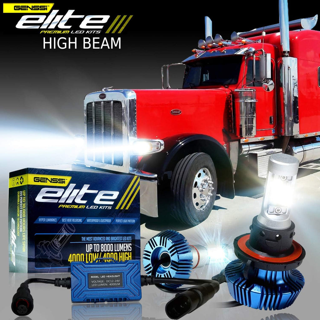Genssi LED Headlight Headlamp Bulb Kit High Beam Compatible with Peterbilt 388 389 2008-2019 Lighting