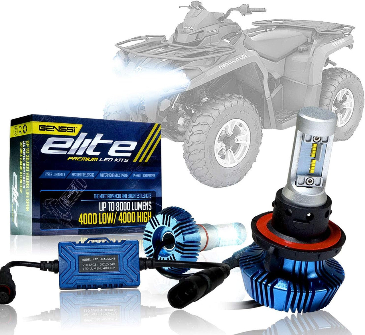 High Power LED Headlight Bulbs Lights Kit Compatible with Can-Am Outlander 400 500 650 800 Lighting