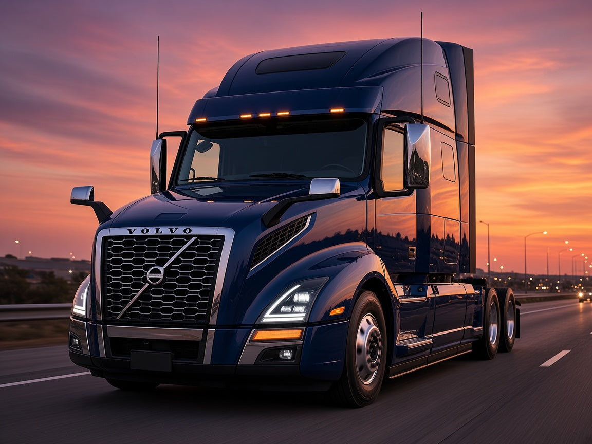 2018-2024 Volvo VNL VNR with Black Full LED headlights installed