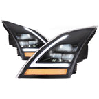 Black Full LED Headlights Pair with DRL for Volvo VNL VNR (2018-2024)