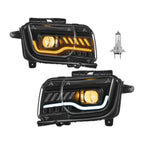 Black Projector Halogen Headlights Pair with LED DRL for Chevrolet Camaro (2010-2013)