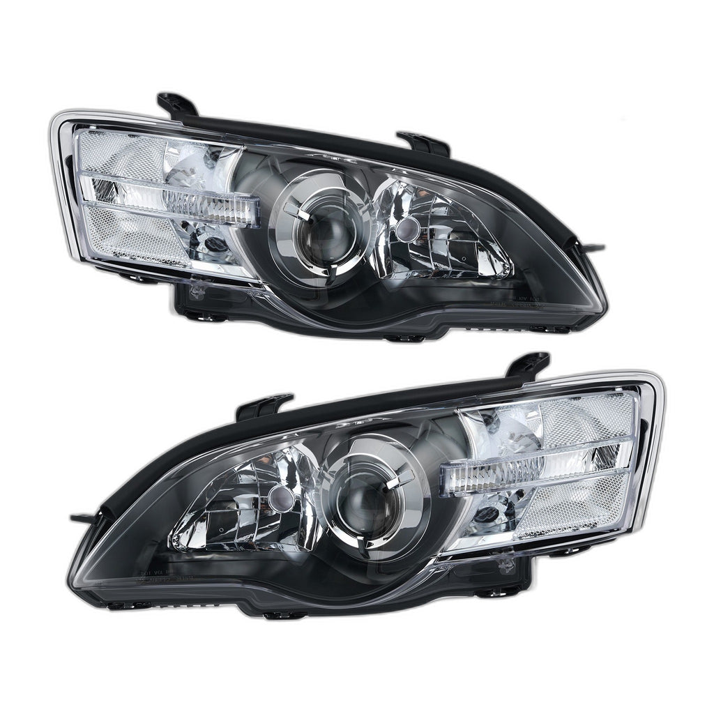 Black Projector Halogen Headlights Pair for Subaru Legacy Outback (2005-2007)