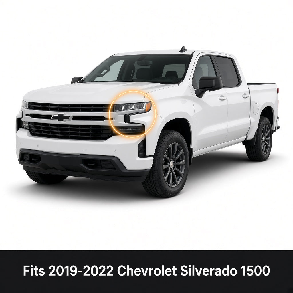 Fits 2019-2022 Chevrolet Silverado 1500 — LED headlight driver module location