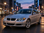 2009-2012 BMW 3 Series E90 with black projector angel eye headlights installed