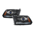 Black Projector Halogen Headlights Pair with LED DRL for Ram 1500 2500 3500 (2013-2018)