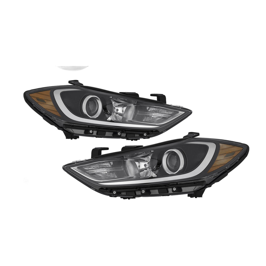 Black Projector Halogen Headlights Pair for Hyundai Elantra (2017-2018)