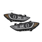 Black Projector Halogen Headlights Pair for Hyundai Elantra (2017-2018)