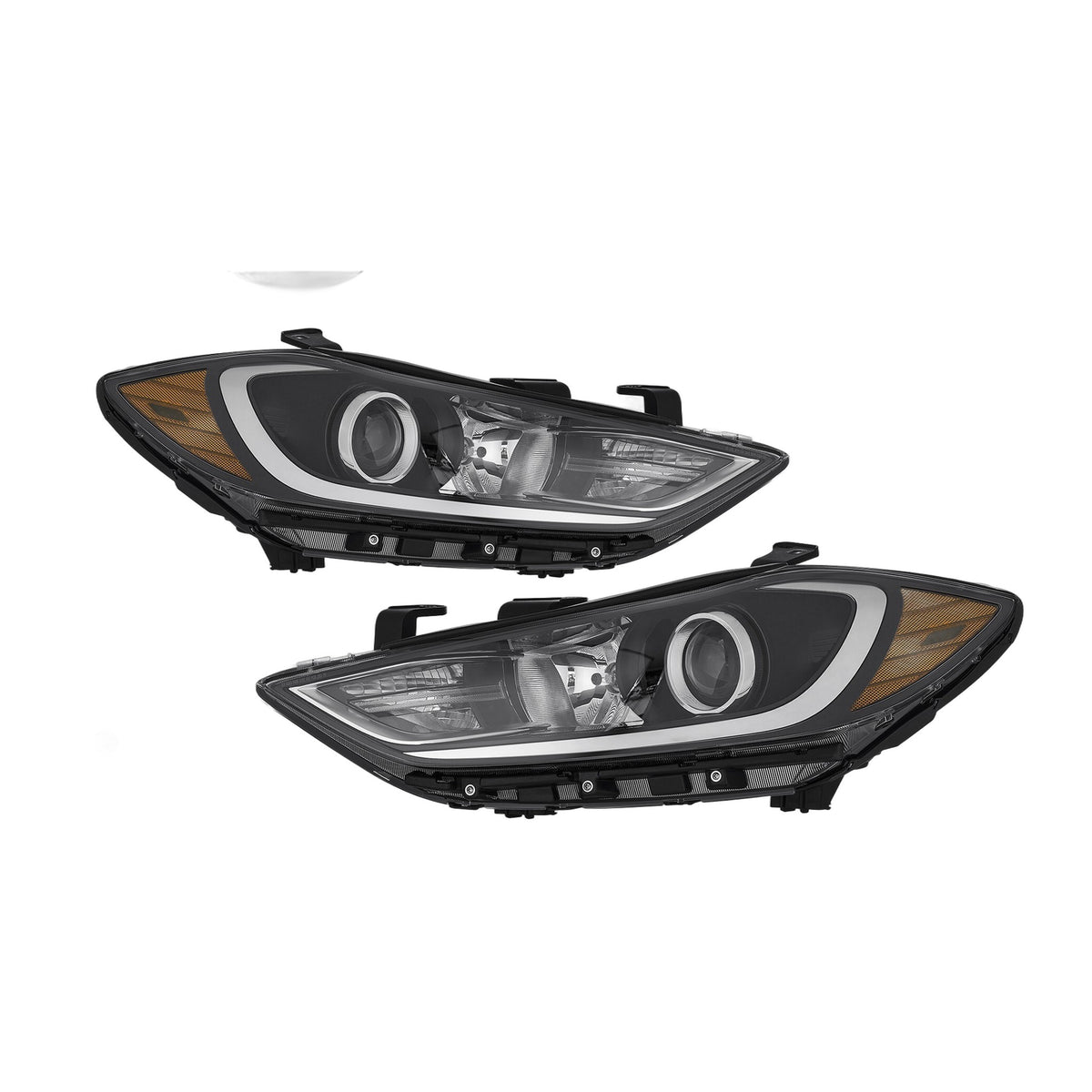 Black Projector Halogen Headlights Pair for Hyundai Elantra (2017-2018)