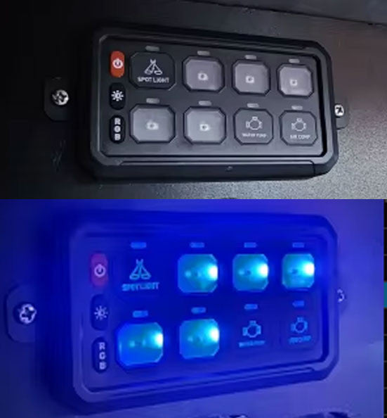 8 Gang Switch Box Panel Relay Kit RGB Multi-Color Electrical