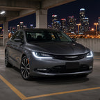 2015-2017 Chrysler 200 with black trim halogen LED DRL headlights installed