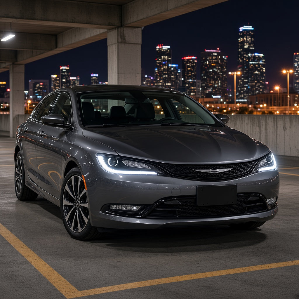 2015-2017 Chrysler 200 with black trim HID headlights installed