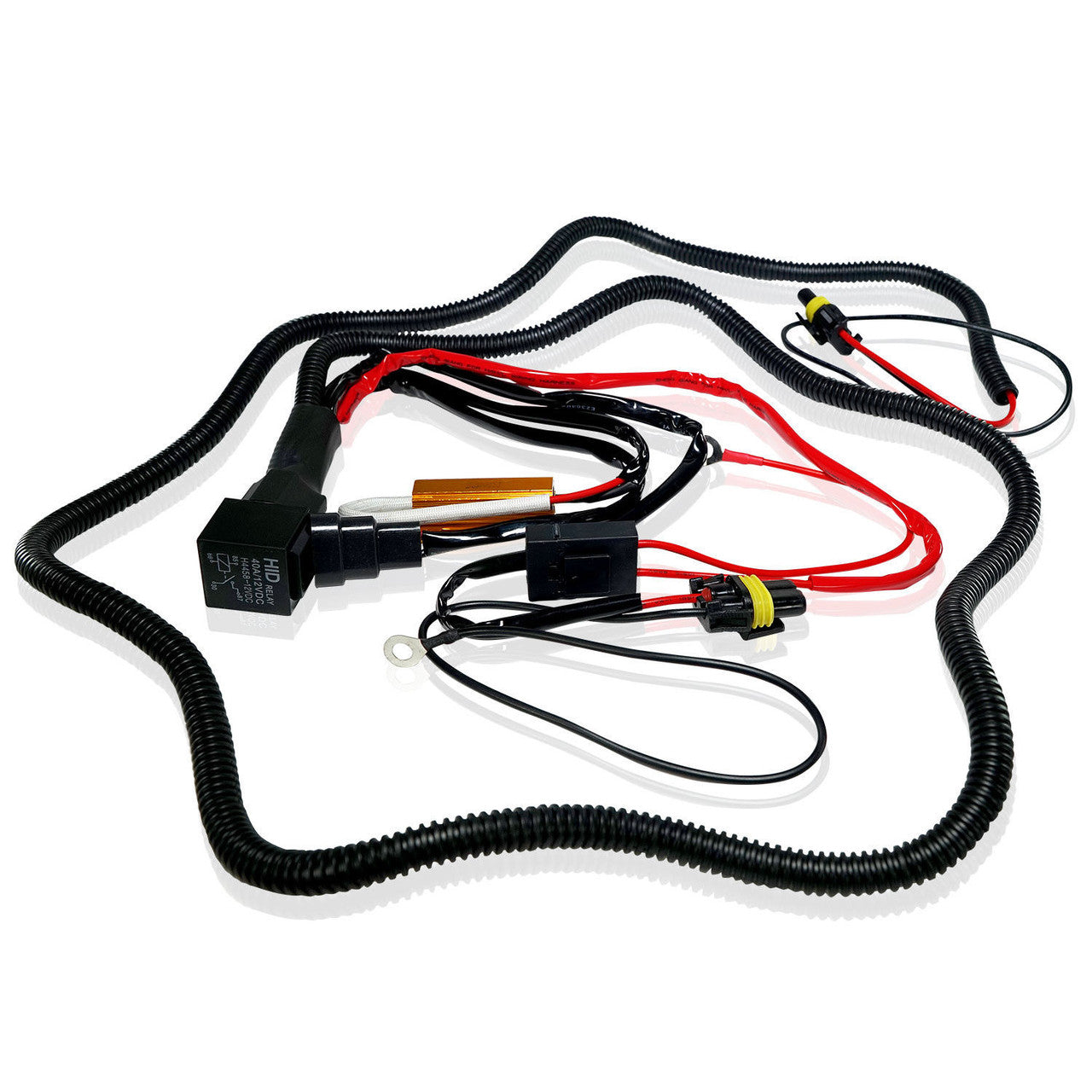 HID Xenon Wire Relay Harness H11 H9 H8 880 881 50W Relay with Resistors Flicker Prevention Lighting