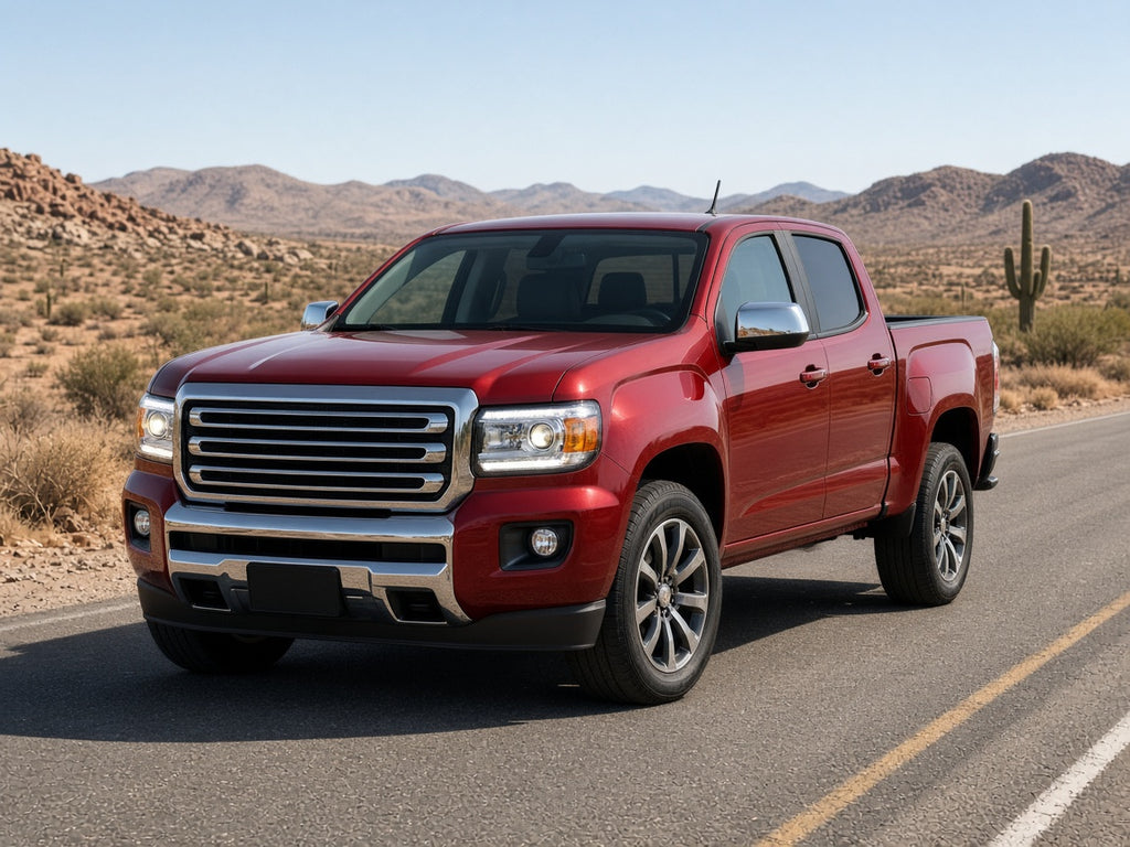 2015-2022 GMC Canyon with chrome halogen projector LED DRL headlights installed