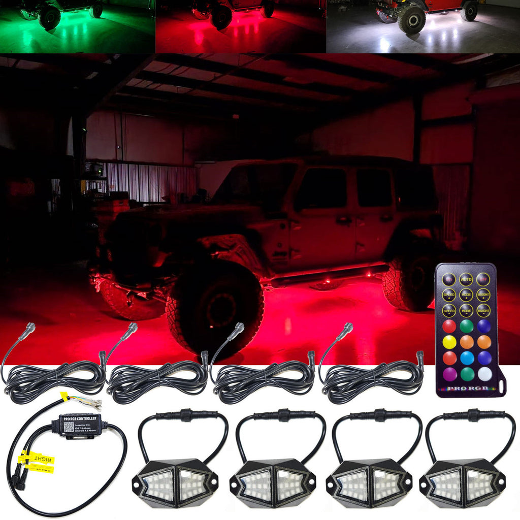 Vader LED Under Body Rock Lights Color Flow with Bluetooth Controller 8x Lighting