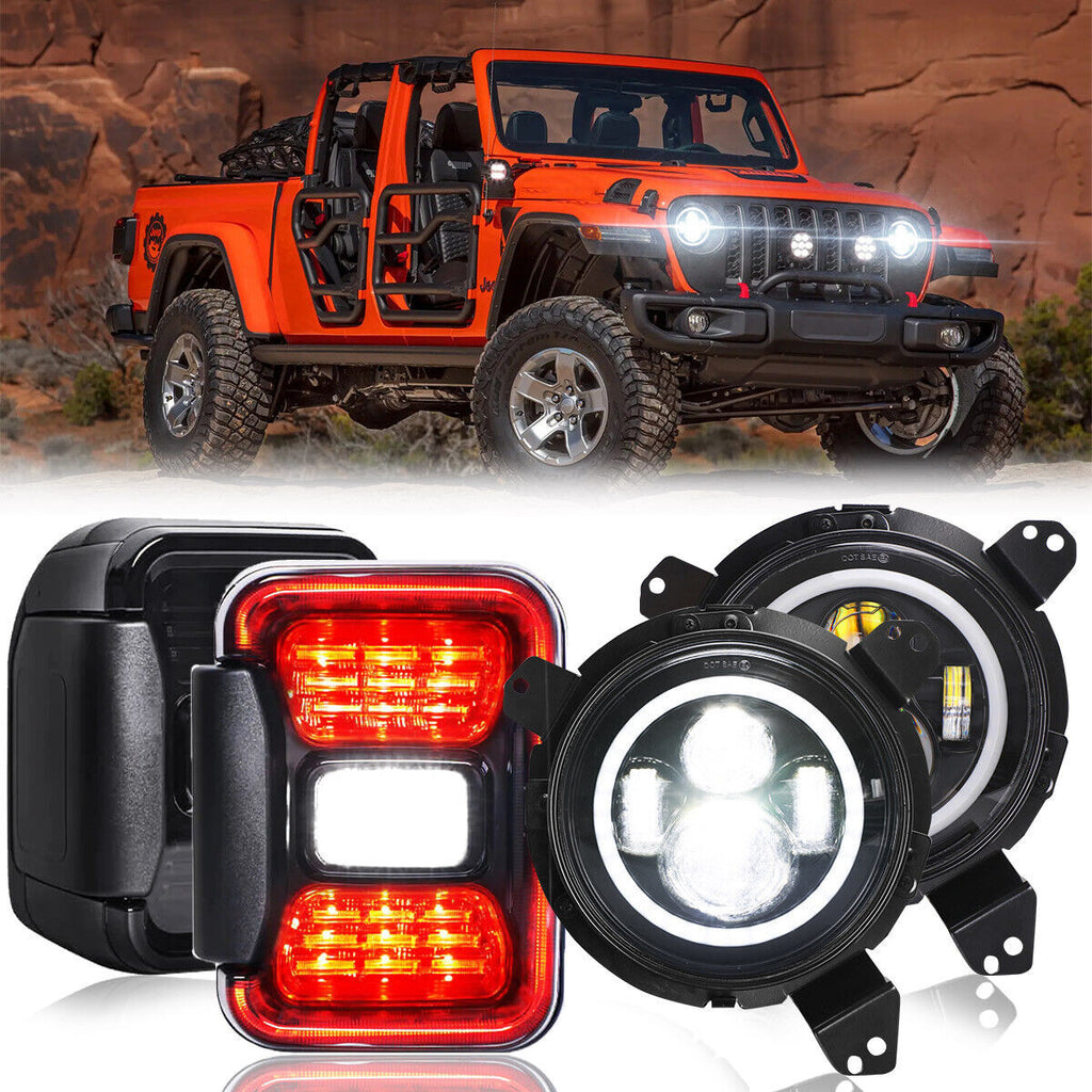 Smoked LED Tail Lights and Headlights Combo for Gladiator JT JL JLU 2018-2023 Lighting