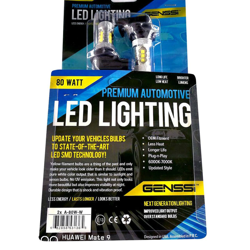 80W LED For Honda ATV 92069-0019 34901-HR3-A21 Headlight Bulbs (2 Pack) Lighting