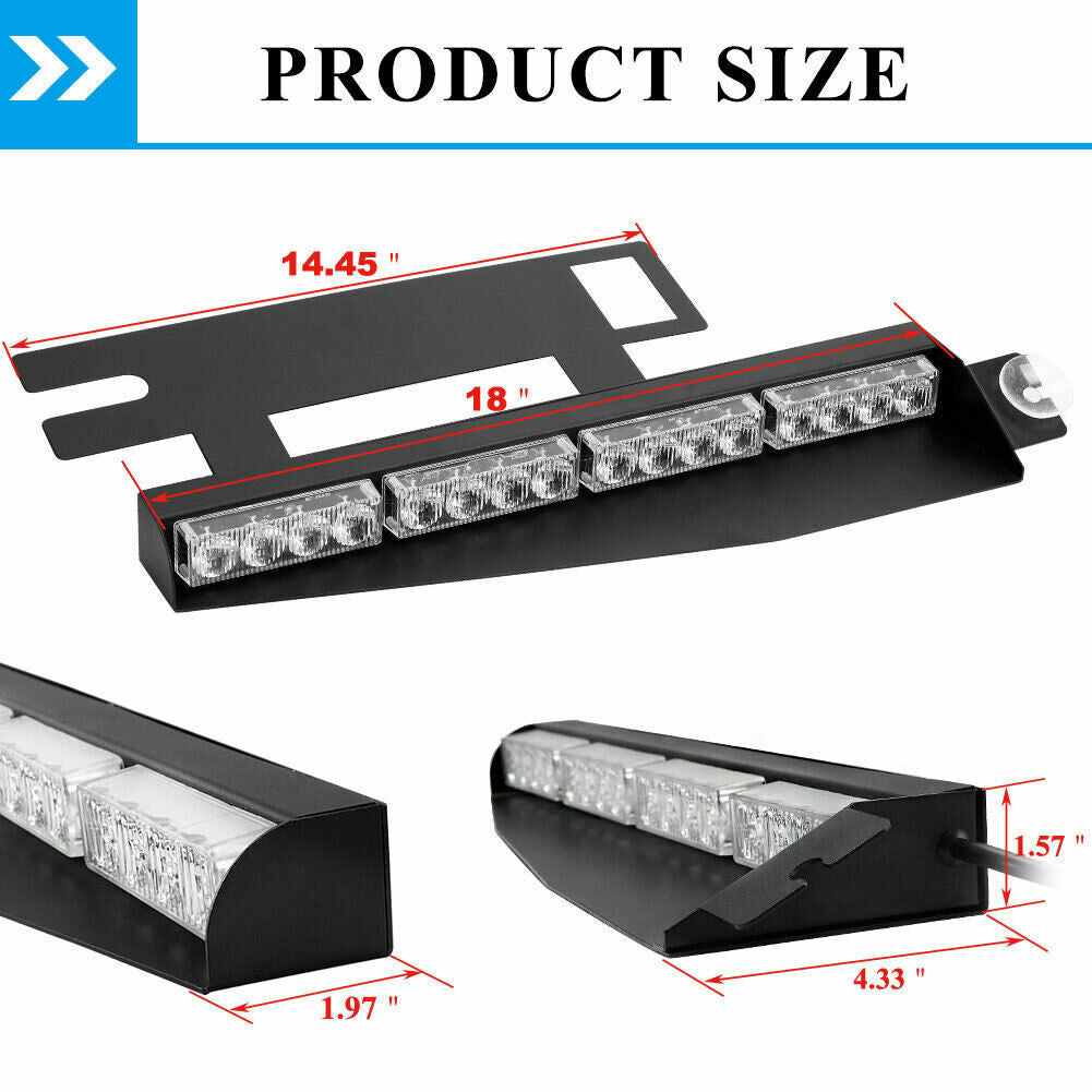 Amber 17" 32 LED Emergency Strobe Warning Flashing Lamp Lighting