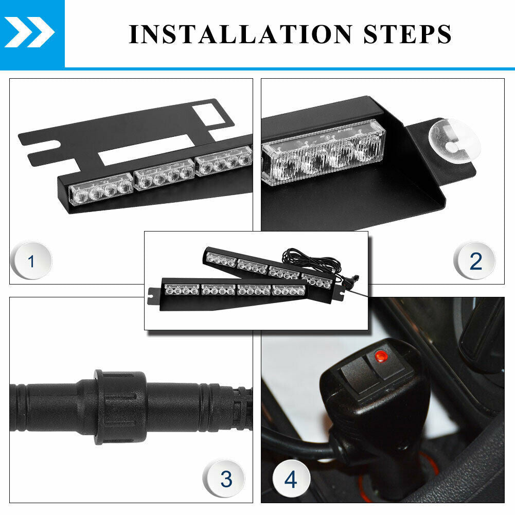 Amber 17" 32 LED Emergency Strobe Warning Flashing Lamp Lighting