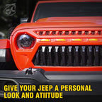 Matte Black Grille with LED Amber Running Lights for 2018 - 2023 Jeep Wrangler JL JLU JT - GENSSI Grille