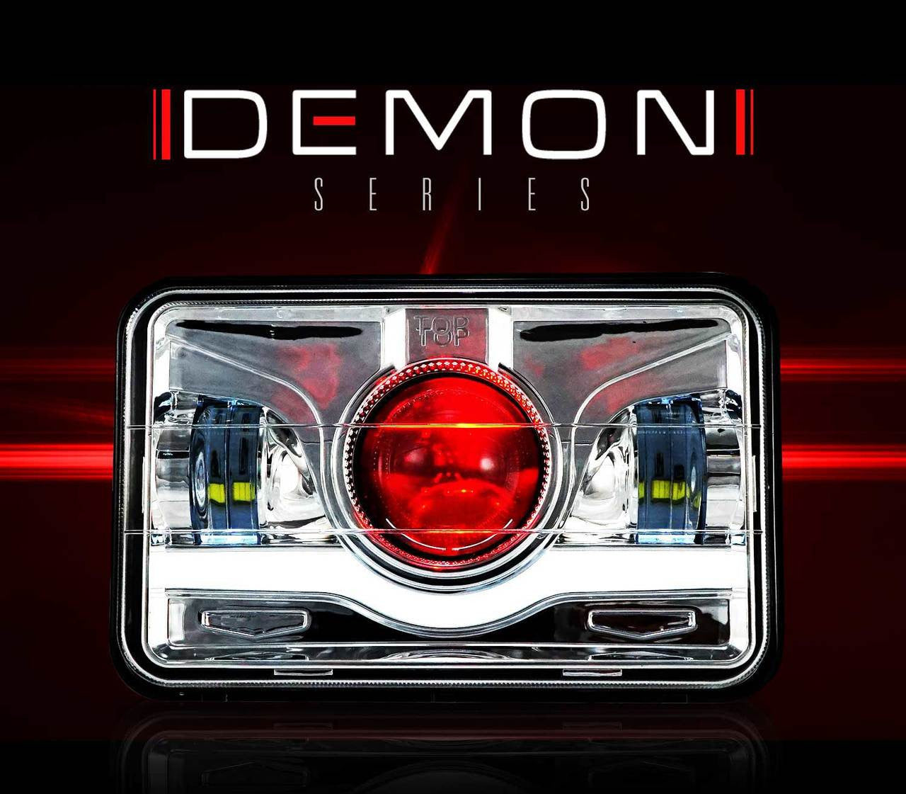 4x6 LED Projector Demon DRL Eyes Headlights Chrome Set Lighting