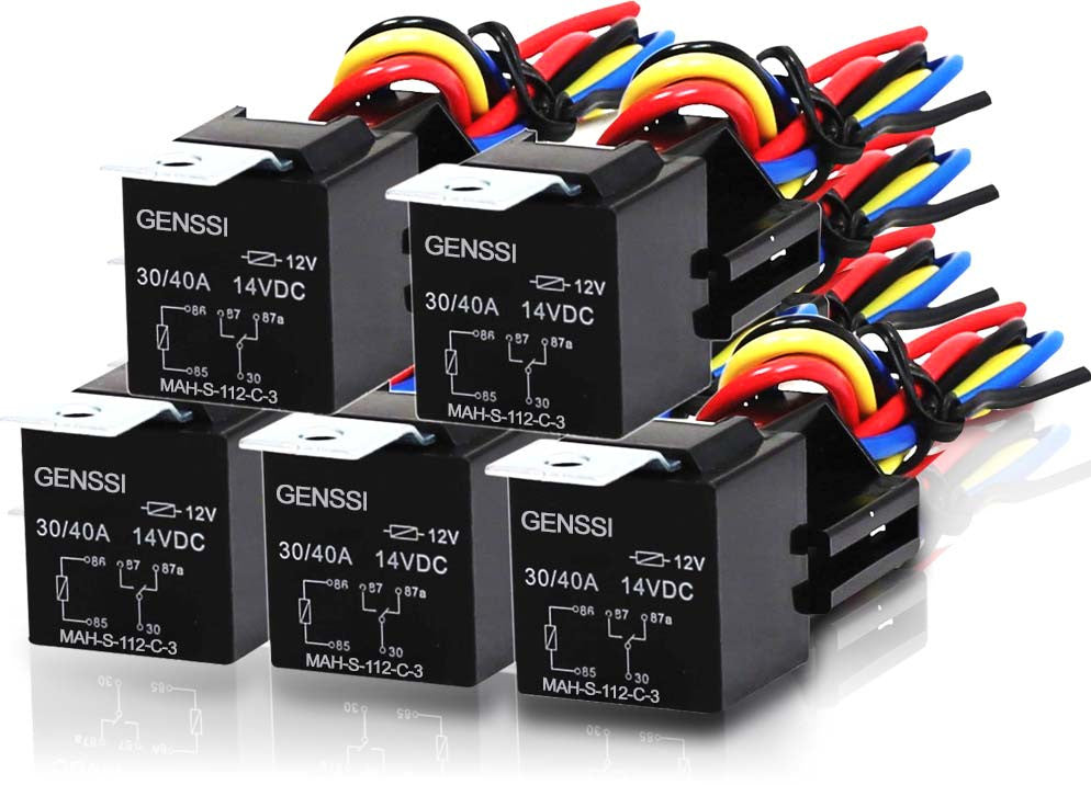 5 PIN 40A Relay and Wire Harness SPDT 12V (5 Pack) Electrical