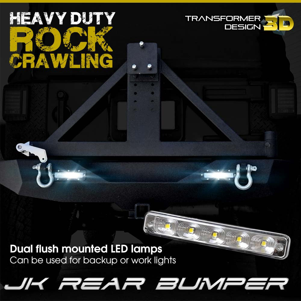 Rear Rock Crawler Bumper and Tire Carrier for Wrangler JK 2007-2018 Bumper