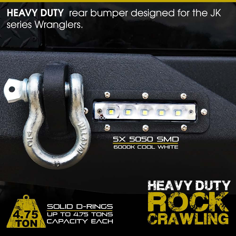 Rear Rock Crawler Bumper and Tire Carrier for Wrangler JK 2007-2018 Bumper