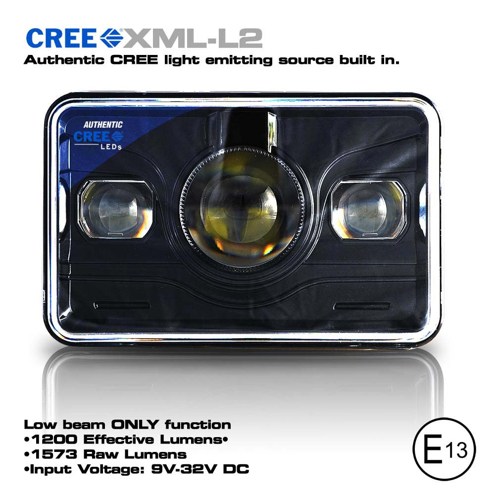 4x6 LED Projector Headlights H4651 H4652 H4656 H4666 H6545 Black Set Lighting