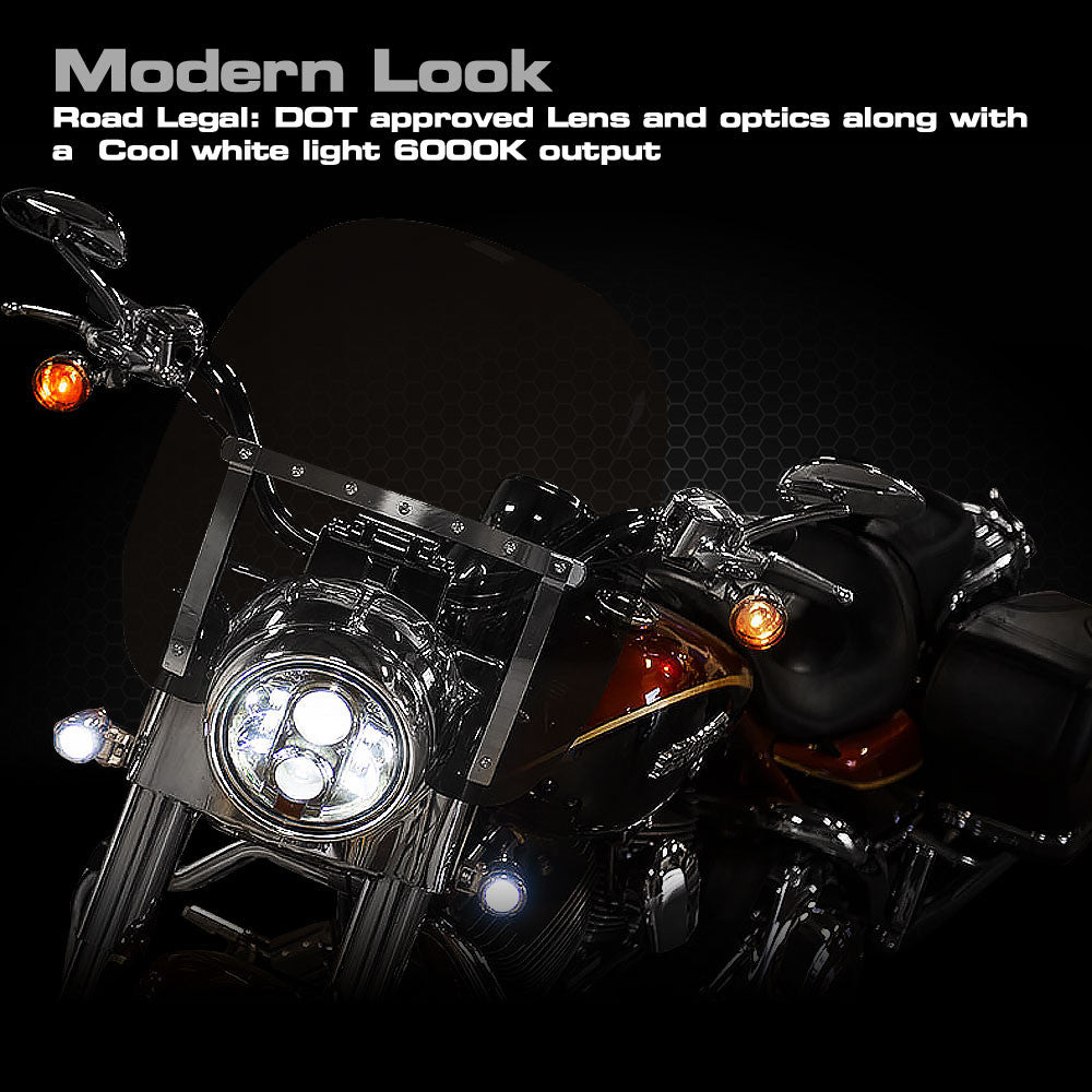 7 Inch Chrome Projector LED Motorcycle Headlight Lighting