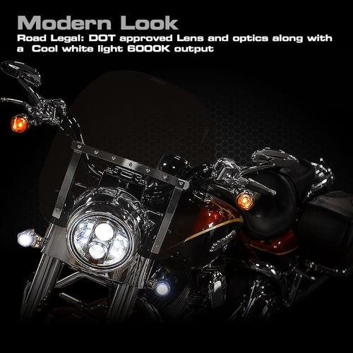 7 Inch Chrome Projector LED Motorcycle Headlight - GENSSI Lighting