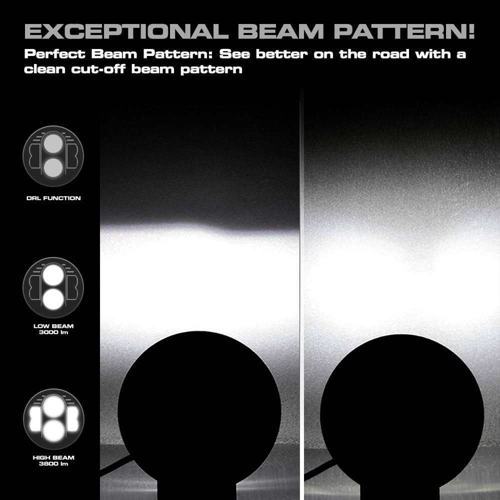 7 Inch Chrome Projector LED Motorcycle Headlight Lighting