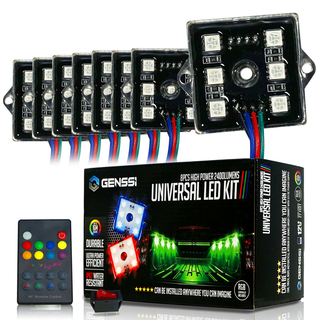 8 Module 48 LED RGB Color Wireless Exterior Truck Bed Rock Lights Lighting