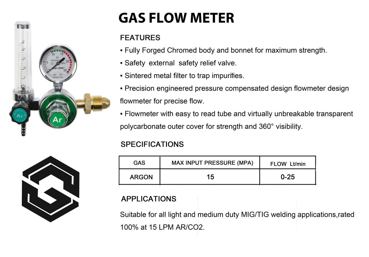 Argon Regulator CO2 Mig Tig Flowmeter Gas Welding Gauge Tools